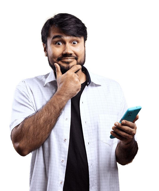 Man thinking with a phone